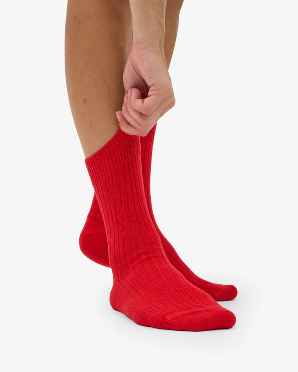 Colorful Standard Merino Wool Blend Socke - Red Tangerine