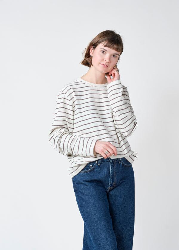 Klitmøller Paulina LS Tee Cream Taupe Damen Streifen Langarm creme