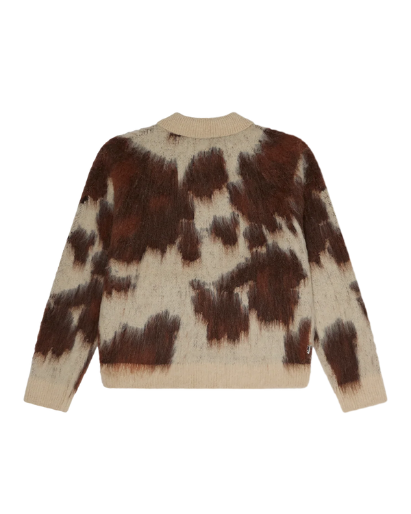 OBEY Cow Pattern Zip Sweater Cow Multi Herren Strickjacke creme braun