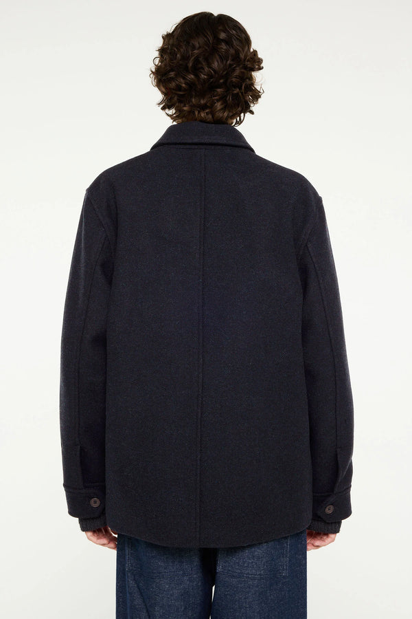 Elvine Ciaran Wolltwill Jacket Navy Melange Herren Wolljacke blau