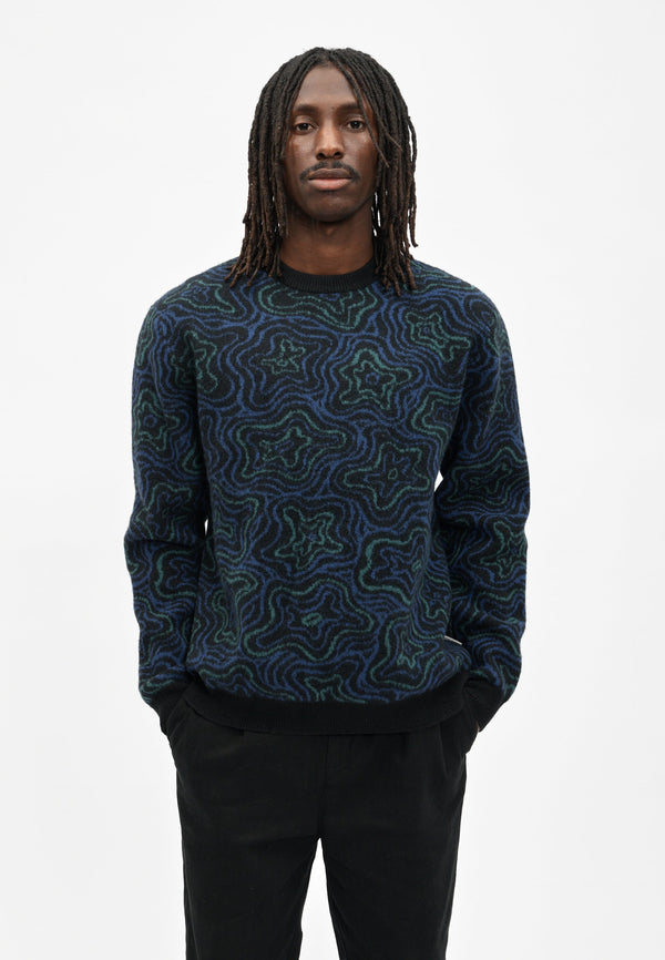 Cleptomanicx Scribbles Knit Black Crewneck Pullover Herren schwarz