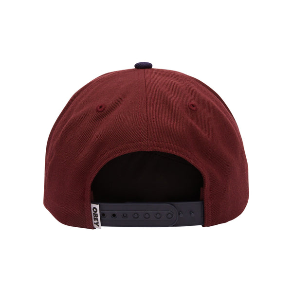 Obey Maroon 2 Tone 6 Panel Snapback Cap Unisex dunkelrot