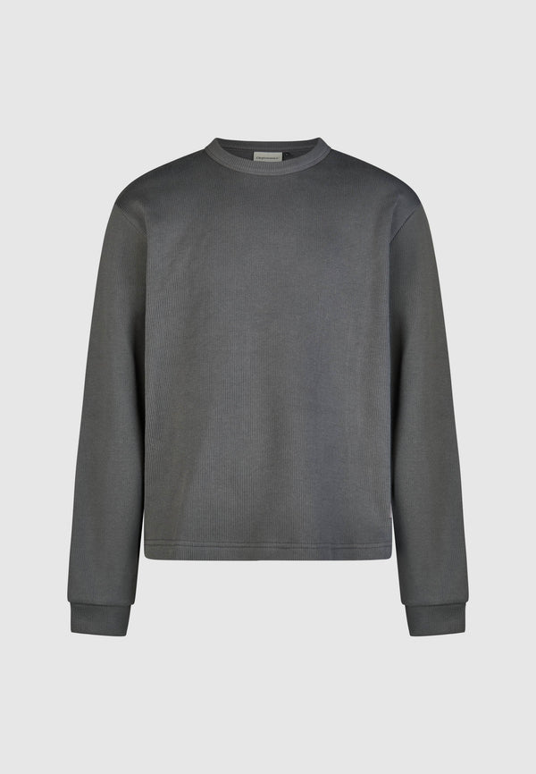Cleptomanicx Double Crewneck Asphalt Pullover Herren grau