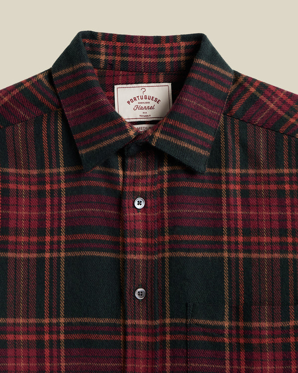 Portuguese Flannel Bravio Checkered Flannel Shirt Herren Hemd kariert rot