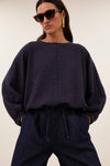By-Bar Gaya Blouse Galaxy Check Damen Bluse Viskose dunkelblau