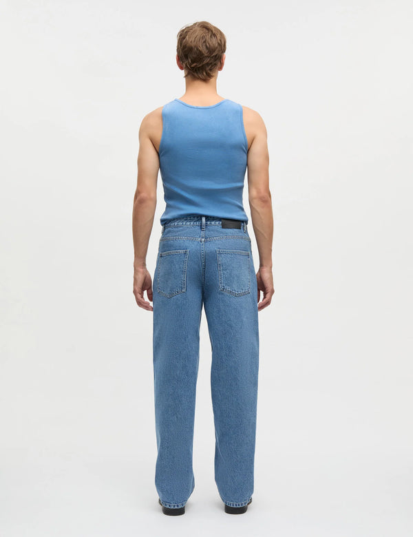 Mads Nørgaard Bright Cobalt Rib Cotton Bruce Tanktop Unterhemd Herren blau