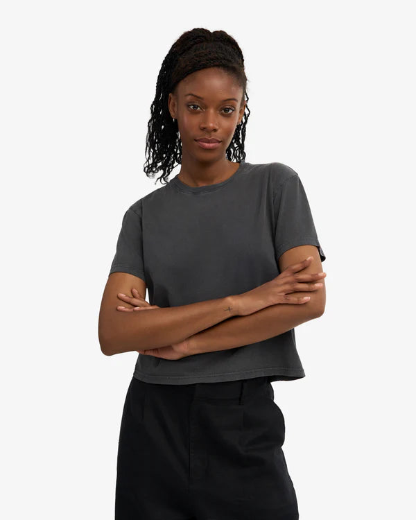 Colorful Standard Organic Boxy Crop T-Shirt Faded Black Damen T-Shirt schwarz