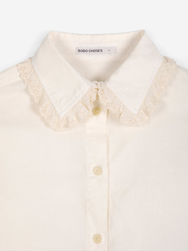 Bobo Choses Lace Ending Poplin Shirt Offwhite Damen Bluse weiß