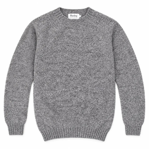 Harley of Scotland Herren-Wollpullover Grau meliert Vorderansicht