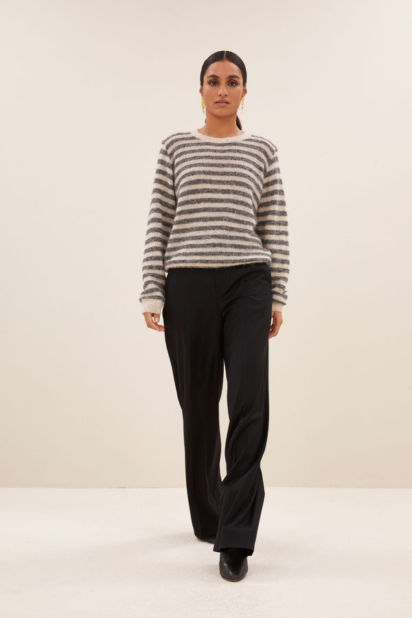 By-Bar Spila Stripe Pullover Sand Mill Damen Alpaka beige