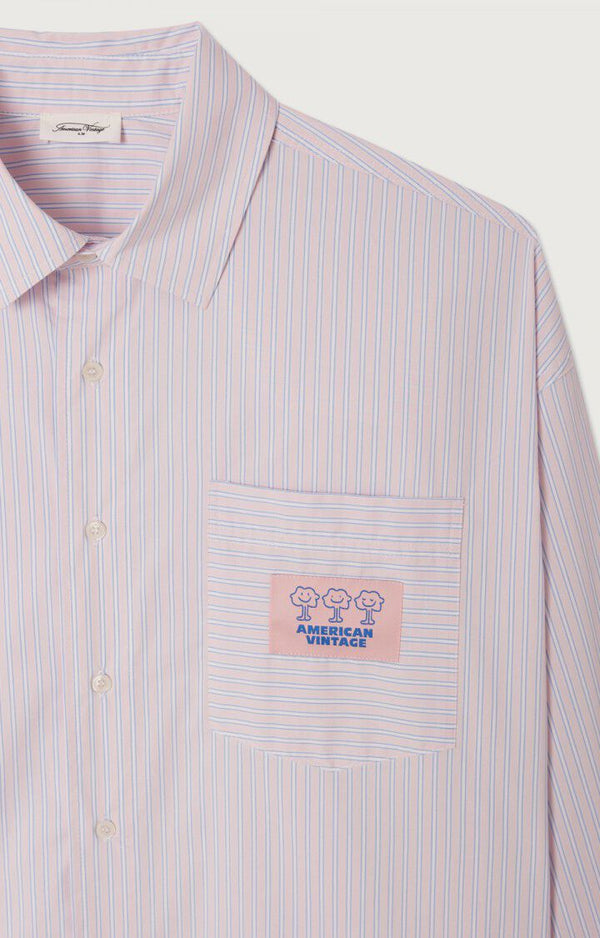 American Vintage Soabird Langarmhemd Herren rosa gestreift – Produktansicht 2