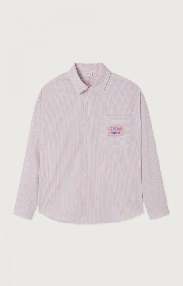 American Vintage Soabird Langarmhemd Herren rosa gestreift – Produktansicht 1