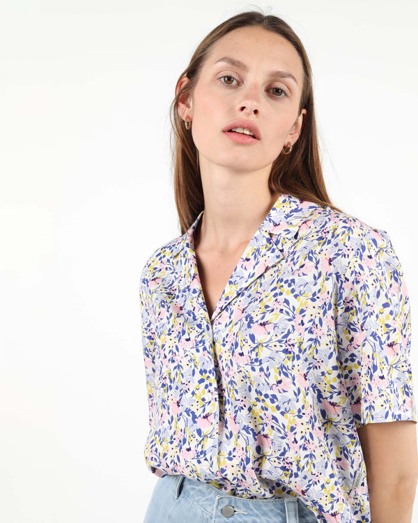 WEMOTO Camp Collar Blouse Damen Bluse powder