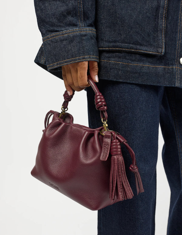O MY BAG Kiki Mini Dark Cherry Soft Grain Ledertasche rot braun