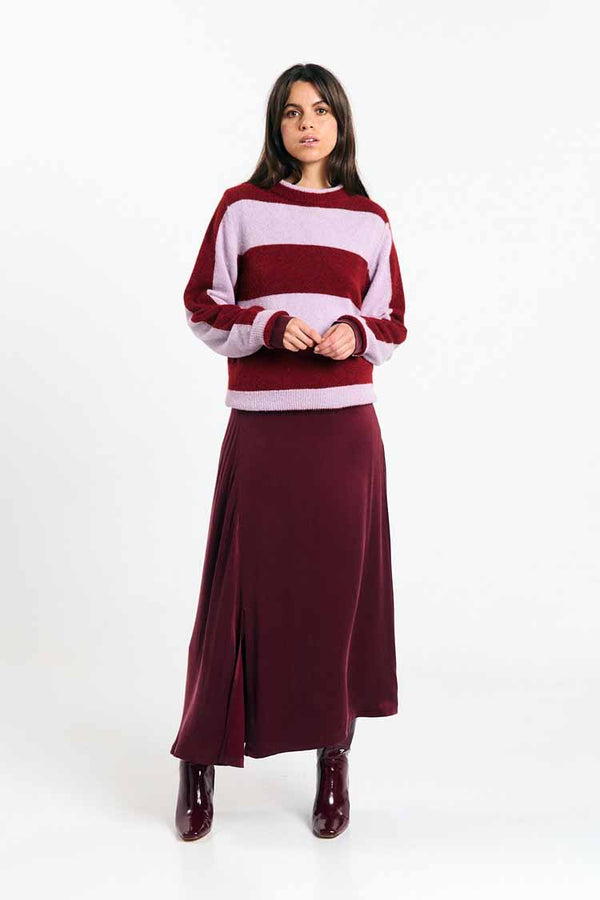 Suite13Lab Babol Jumper Stripes Brick Damen Sweater Strickpullover Streifen rotbraun