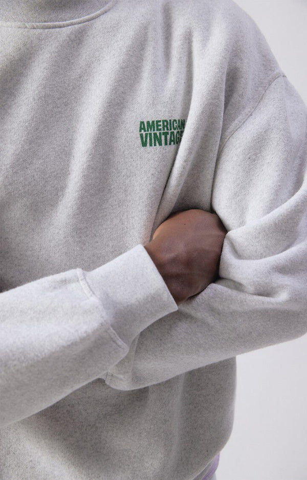 American Vintage Sweatshirt Baptown Gris Chine Herren grau meliert