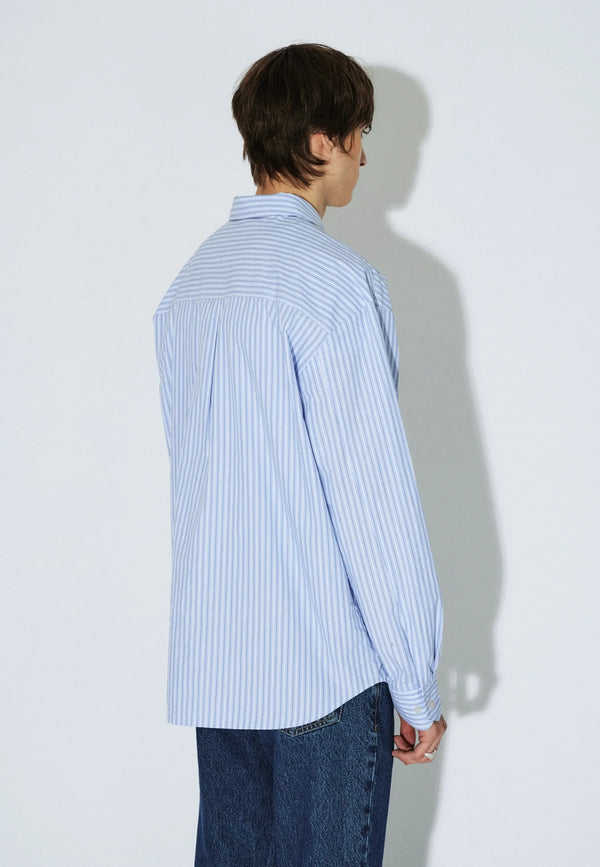 Dr. Denim Wes Shirt Hemd Gestreift Herren Hellblau