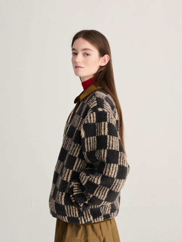 Bobo Choses Almost Moiré All Over Sherpa Jacket Damen Teddyjacke beige braun