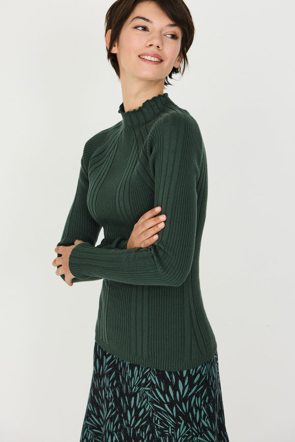 SKFK Anuket LS Shirt GOTS Dark Green Damen Longsleeve grün