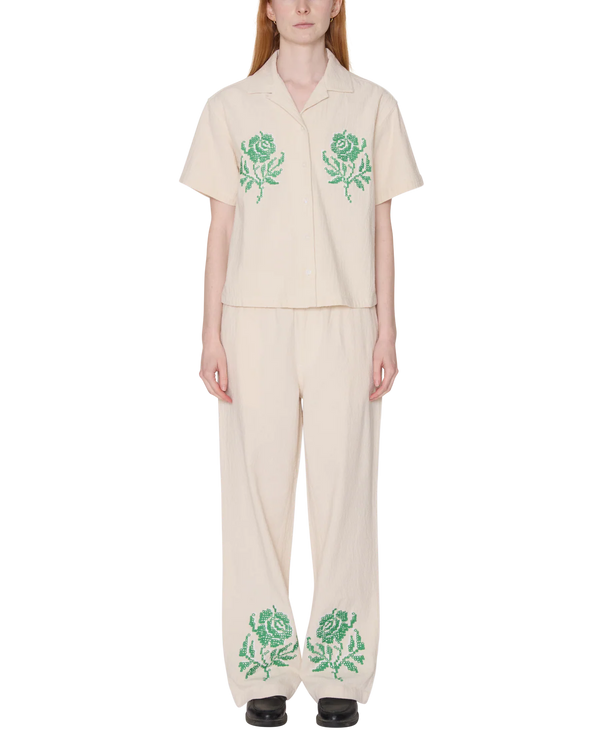 Obey Roses Embellished Natural SS Shirt Hemd Damen creme