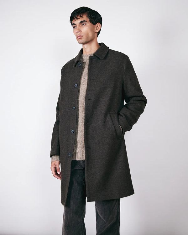 Brixtol Textiles T-Coat Wool Brown Herren Wollmantel braun