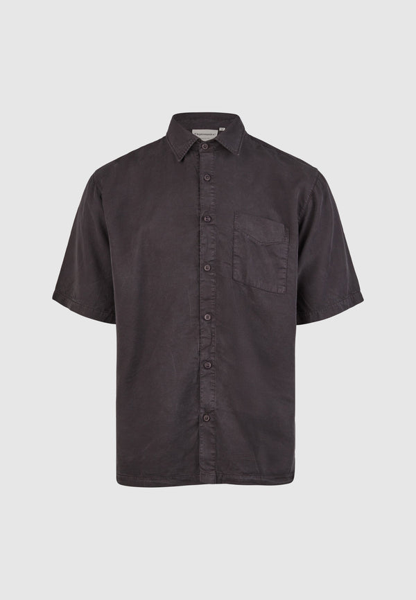 Cleptomanicx Blue Graphite Oversized Easy Shirt Kurzarm Hemd Herren grau