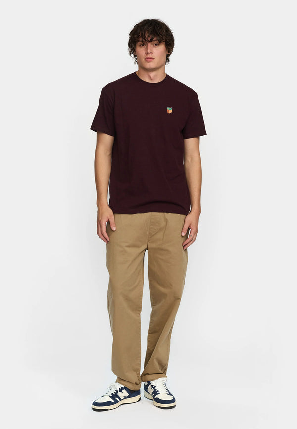 Revolution Burgundy Melange Sechserträger Application T-Shirt Herren dunkelrot