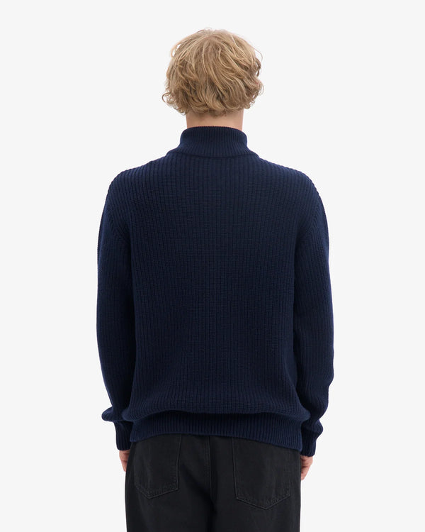 Colorful Standard Merino Quarter Zip Navy Blue Unisex Troyer blau