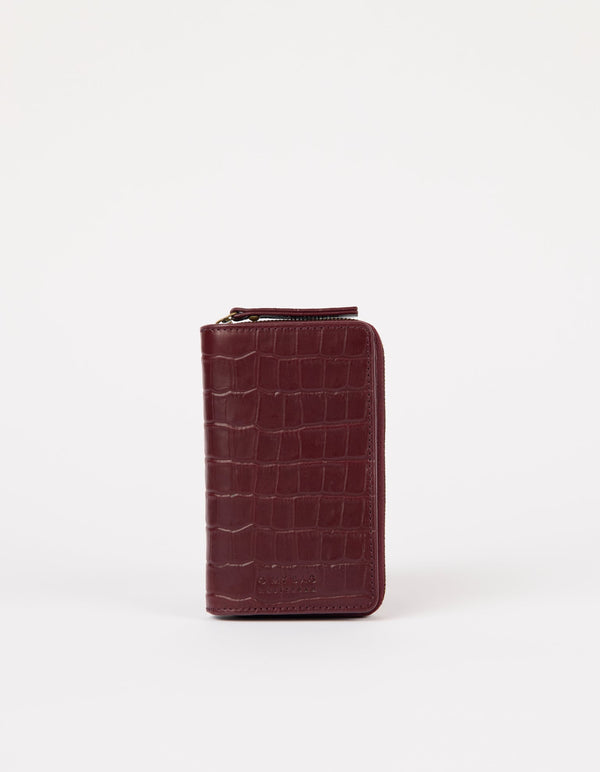 O My Bag Jett Wallet Dark Cherry Croco Leder Geldbörse dunkelrot
