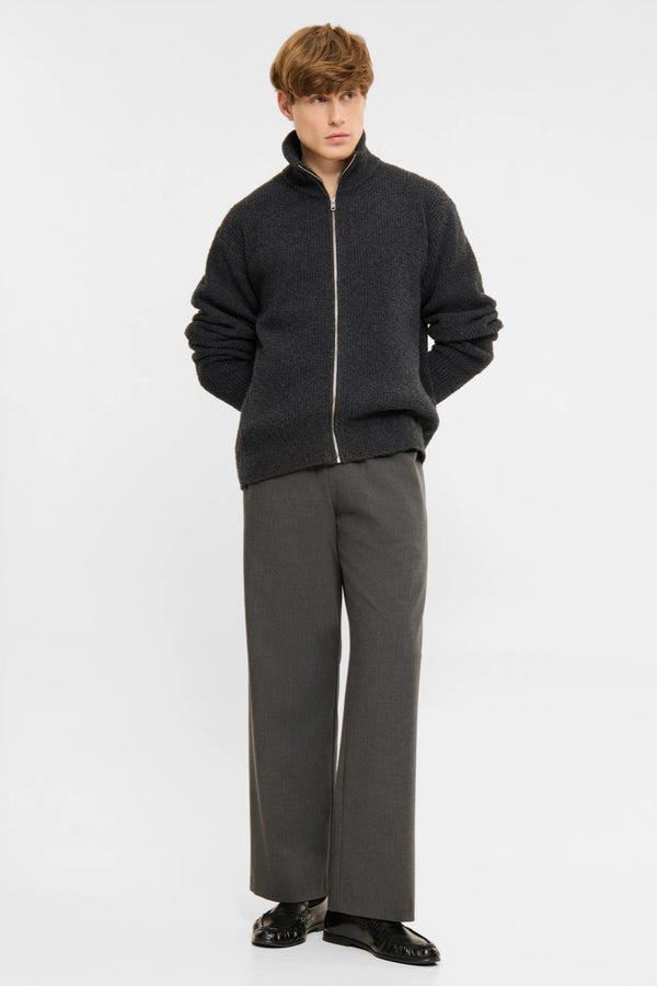 Elvine Joakim Strickjacke Dark Grey Melange Herren grau