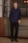 About Companions Nathan Herrenhemd Striped Navy mit Stehkragen