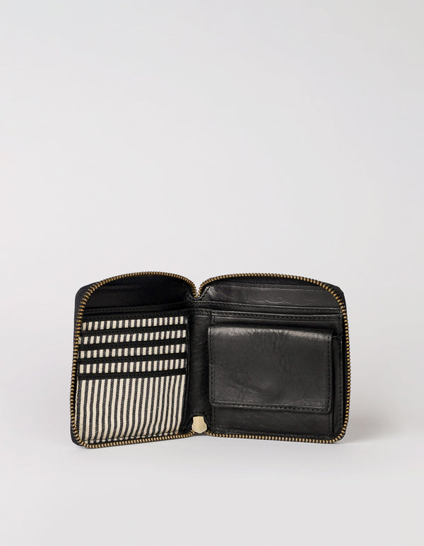 O My Bag Sonny Square Black Stromboli Leder Portemonnaie schwarz