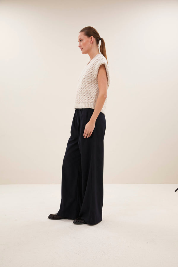 By-Bar Benji Pine Stripe Pants Damen High Waist Hose dunkelgrün