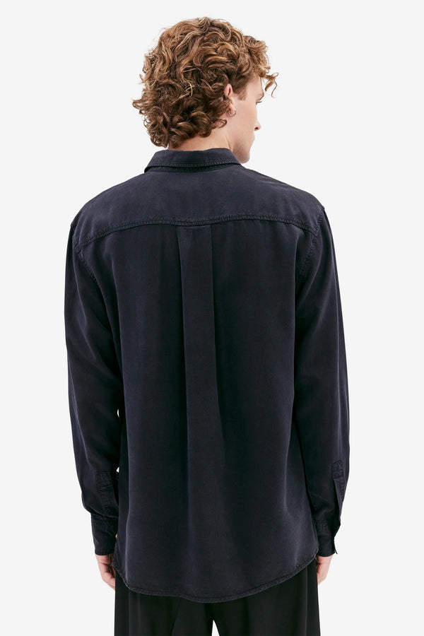 Elvine Ossian Shirt Tencel Hemd Dark Navy Herren dunkelblau