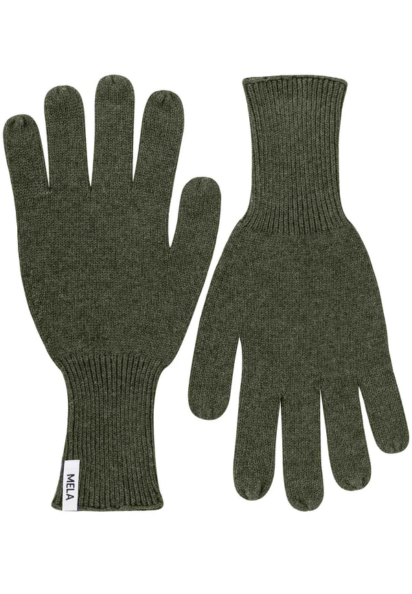 MELA Unisex Strick Handschuhe RISHI Grün Melange