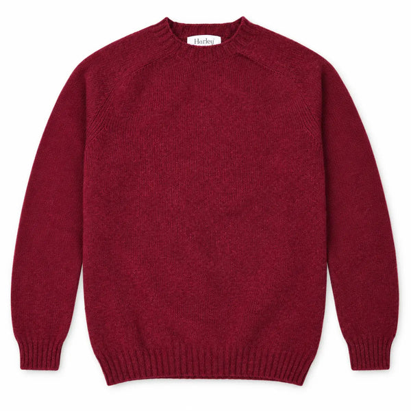 Harley of Scotland Brushed Wool Pullover Herren Maroon