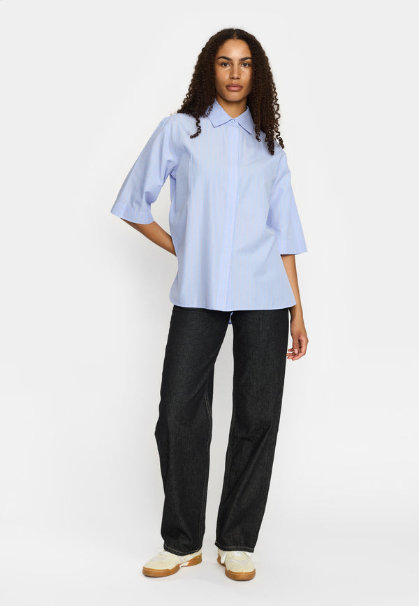 Selfhood Shirt Shortsleeve Kurzarm Hemd Damen hellblau