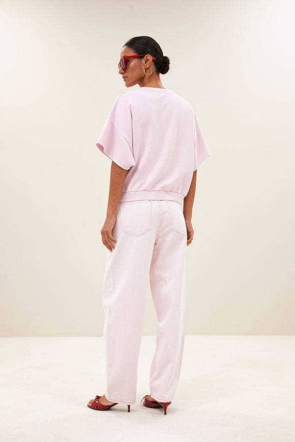 By-Bar Begum Slub Jeans Light Pink Damen Barrel Leg rosa