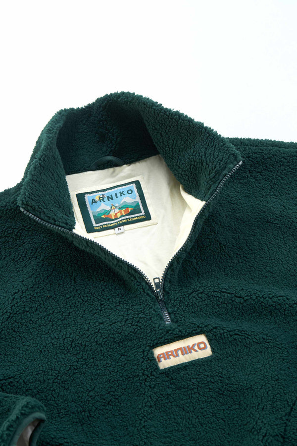Arniko Moha Half Zip Fleecejacke Forest Unisex Recycelt grün