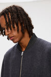 Elvine Ylve Wool Jacket Dark Grey Melange Herren Bomberjacke grau