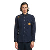 Portuguese Flannel Embroidery Flannell Shirt Navy Herren Hemd blau