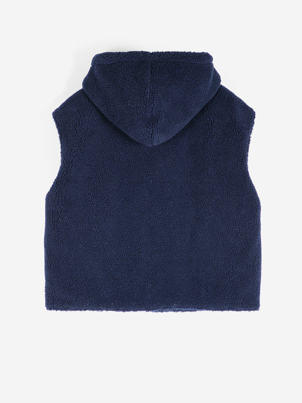 Bobo Choses Reversible Nylon Vest Navy Blue Damen Weste Sherpa blau