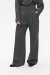 Elvine Dilay Mid Grey Melange Damen Bundfaltenhose Wide Leg grau