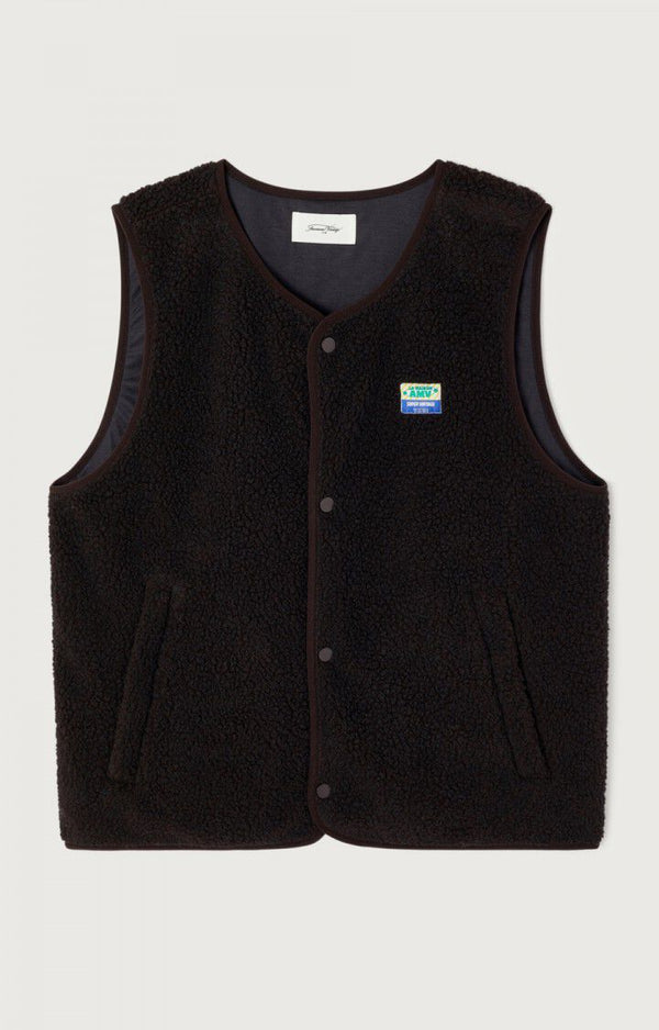 American Vintage Hoktown BrownieTeddyfleece Weste Herren dunkelbraun