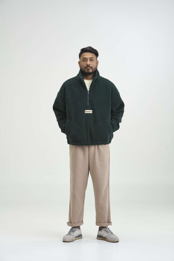 Arniko Moha Half Zip Fleecejacke Forest Unisex Recycelt grün