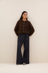By-Bar Cleo Natural Cardigan Deep Brown Damen Strickjacke dunkelbraun