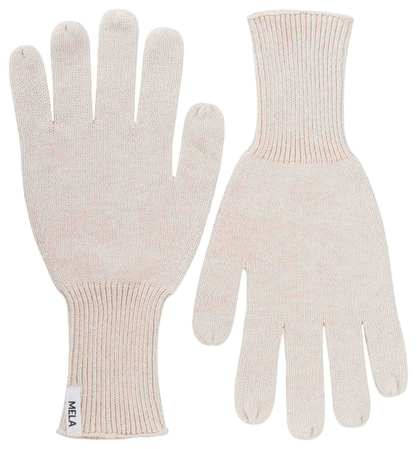 MELA Unisex Strick Handschuhe RISHI Cream Melange Weiß