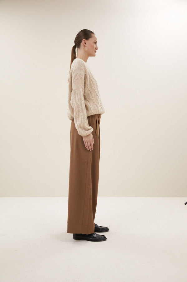 By-Bar Jule Camel Pants Damen Stoffhose Bundfalten beige braun