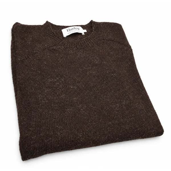 Harley of Scotland Shetland-Pullover Herren Dunkelbraun meliert
