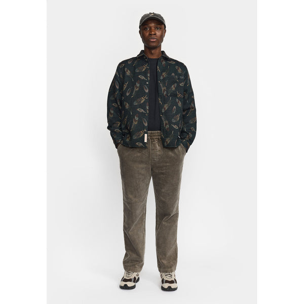 Revolution Jacquard Feather Pattern Hemd Herren dunkelgrün